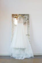Load image into Gallery viewer, Tara LaTour- Rose And Williams  &#39;Top with Holmes Skirt&#39; size 0 used wedding dress front view on hanger
