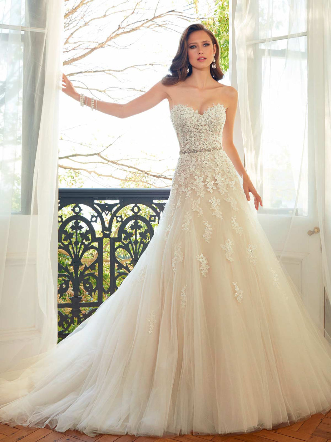 Sophia Tolli 'Prinia' size 12 new wedding dress front view on model