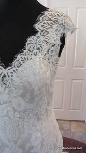 Allure Bridals 'Last Minute Bride' size 2 used wedding dress close up of lace on mannequin