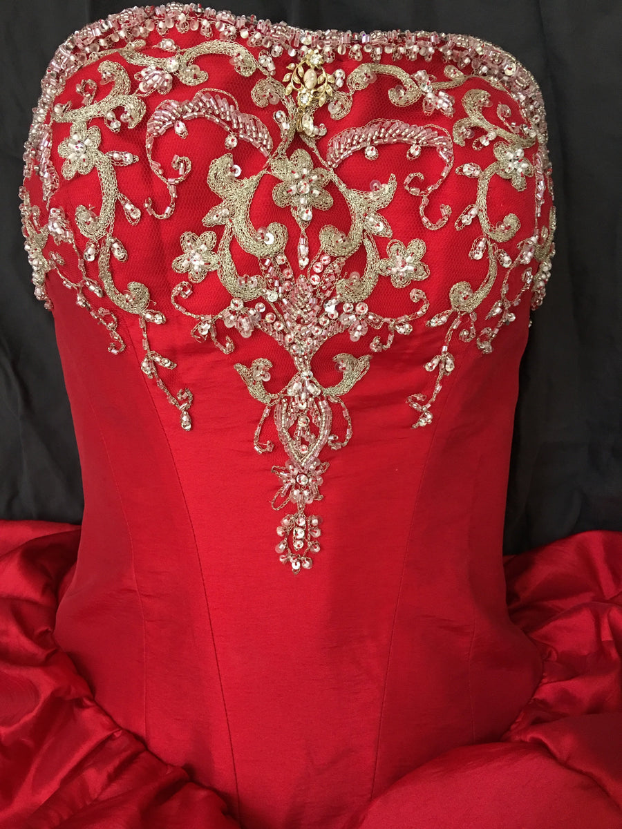 Custom 'Beaded Red' size 4 used wedding dress – Nearly Newlywed