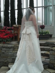 David's Bridal '9T9218' size 18 new wedding dress back view on bride