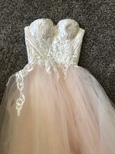 Love The Bride 'Lace and Tulle' size 2 new wedding dress front view flat