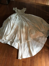 Load image into Gallery viewer, Custom &#39;Stunning&#39; size 6 used wedding dress front view flat

