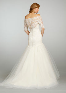 Jim Hjelm 3/4 Sleeve Lace & Tulle Ball Gown - Jim Hjelm - Nearly Newlywed Bridal Boutique - 2