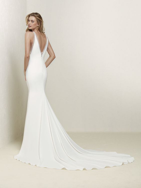 Pronovias 'Drabea' size 10 new wedding dress back view on model