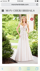 Mon Cheri Bridal '118136' size 10 sample wedding dress front view on model