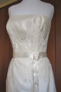 Christos Lace A-line Strapless Wedding Dress - Christos - Nearly Newlywed Bridal Boutique - 4