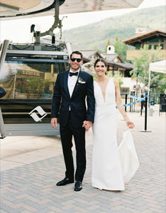 Romona Keveza '8400' size 8 used wedding dress front view on bride