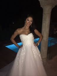 Reem Acra 'Ourania' size 10 sample wedding dress front view on bride