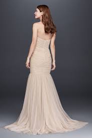 Galina 'Pleated Tulle Mermaid' size 10 used wedding dress back view on model