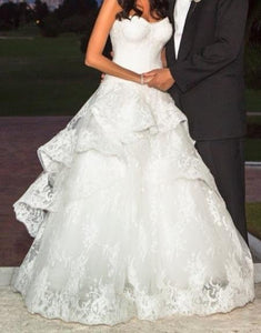 Monique Lhuillier 'Belle' size 2 used wedding dress front view on bride