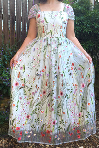 Custom 'Floral Embroidered' size 8 new wedding dress front view on bride