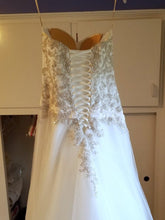 Load image into Gallery viewer, Maggie Sottero &#39;Strapless&#39; size 4 used wedding dress back view on hanger
