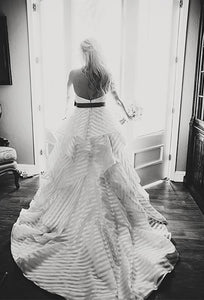 Hayley Paige 'Guindon' size 4 used wedding dress back view on bride black and white