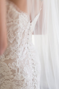 Ulla Jaija 'Lyon' size 2 used wedding dress close up of fabric
