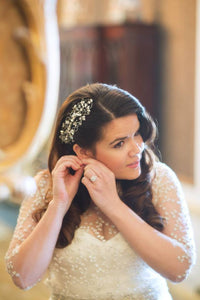 Monique Lhuillier 'Devotion' size 14 used wedding dress front view close up on bride
