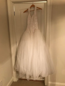 Oleg Cassini 'Tulle' size 6 used wedding dress front view on hanger