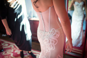 Pnina Tornai 'Butterfly' size 2 sample wedding dress back view on bride