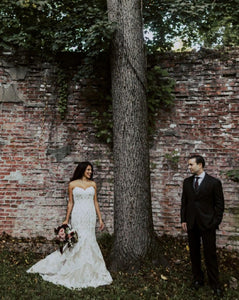 Matthew Christopher 'Emma' size 4 new wedding dress front view on bride