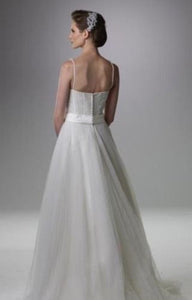 Rina Di Montella 'Beaded Corset' size 4 sample wedding dress back view on model