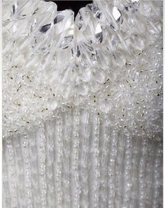 Rina Di Montella 'Beaded Corset' size 4 sample wedding dress  close up of fabric