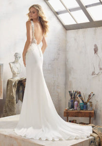 Mori Lee 'Mallory' size 10 used wedding dress back view on model
