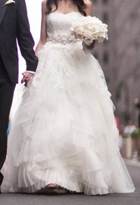 Vera Wang 'Eliza' size 2 used wedding dress front view on bride