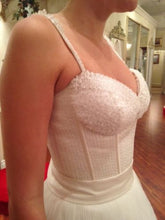 Load image into Gallery viewer, Rina Di Montella &#39;Beaded Corset&#39; size 4 sample wedding dress side view on bride
