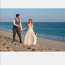 Load image into Gallery viewer, Free People &#39;Sweetheart&#39; size 6 used wedding dress front view on bride walking
