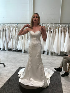 Pronovias 'Drens' size 4 used wedding dress front view on bride