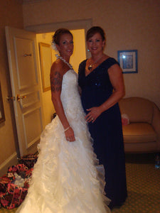 Monique Luo '515' size 4 used wedding dress front view on bride