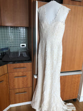 Load image into Gallery viewer, Amy Kuschel &#39;Avalon Flower Power&#39; size 12 used wedding dress front view on hanger

