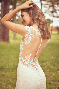 Lillian West 'Allover Corded Lace' size 10 new wedding dress back view on model