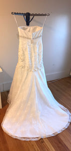 Oleg Cassini 'CWG377' size 14 new wedding dress back view on hanger
