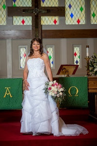 David's Bridal 'V9263' wedding dress size-14 PREOWNED