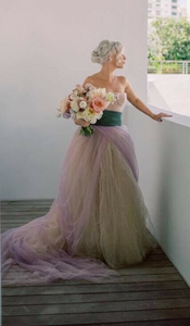 Vera Wang 'Alexandra' size 4 used wedding dress front view on bride