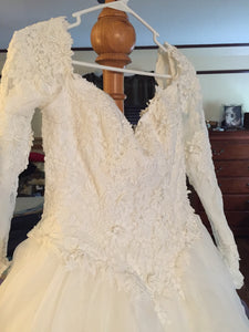 Emmanuelle 'Ball Gown' size 12 used wedding dress front view on hanger