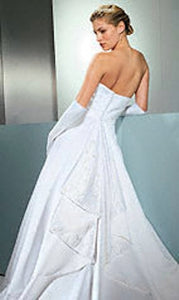 David's Bridal 'Michelangelo Signature' size 10 used wedding dress back view on model