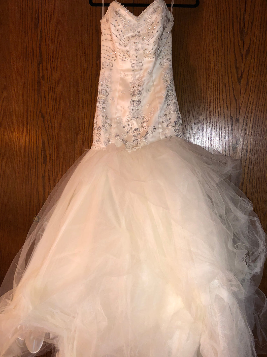 Exquisite Bride 'Zoe' size 10 new wedding dress front view on hanger