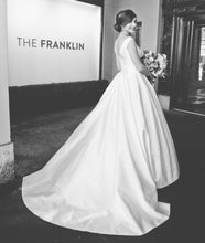 Load image into Gallery viewer, Suzanne Neville &#39;Monet&#39; size 4 used wedding dress back view on bride
