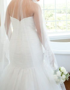 Mori Lee '1602' size 10 used wedding dress back view on bride
