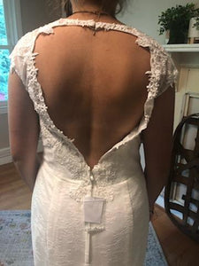 Galina Signature 'Illusion Deep Plunge' size 8 new wedding dress back view close up