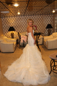 Lazaro '3201' size 2 used wedding dress back view on bride