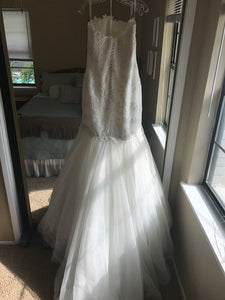 Pronovias 'Ona' size 12 sample wedding dress back view on hanger