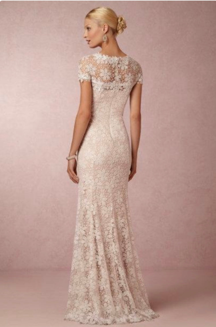 BHLDN 'Beautiful' size 8 used wedding dress back view on model