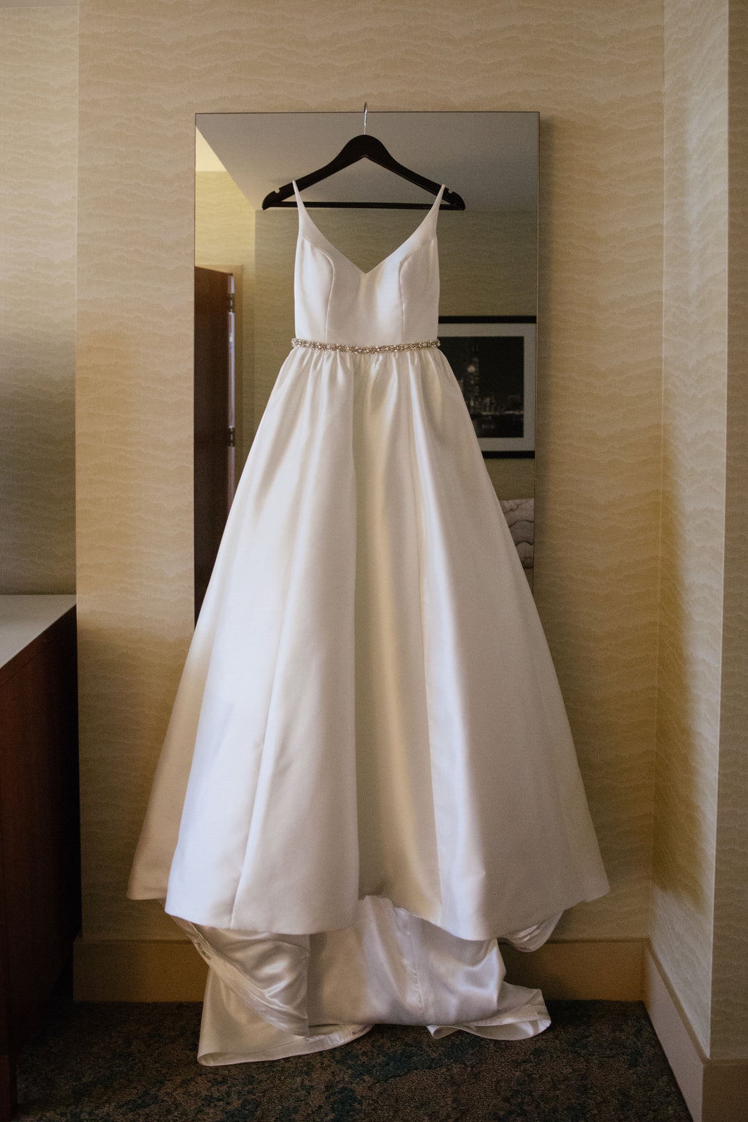 Robert Bullock 'Opal' size 4 used wedding dress front view on hanger