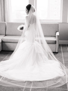 Justin Alexander '8933' size 10 used wedding dress back view on model