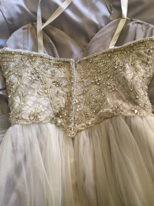 Christina Wu 'Silver/Gray Hi Low' size 8 new wedding dress back view on hanger