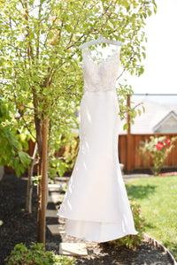 Martina Liana 'Selene' size 0 used wedding dress front view on hanger