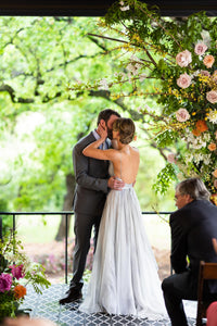 Leanne Marshall 'Raincloud' size 4 used wedding dress back view on bride